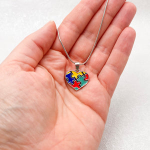 rainbow jigsaw necklace autistic ladies gift