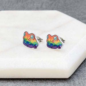 rainbow pride frog earrings cute gift