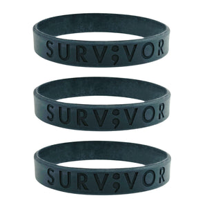 semicolon survivor wristband black set of 3