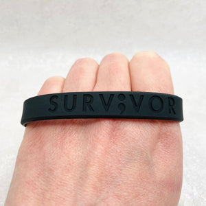 semicolon survivor wristband black