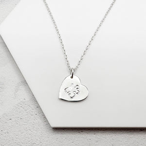 silver autism necklace jigsaw heart uk