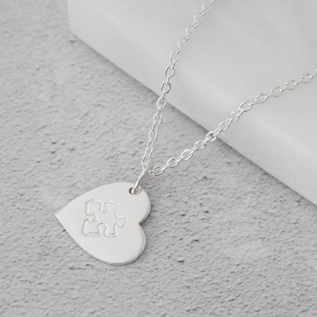 silver autism necklace jigsaw puzzle