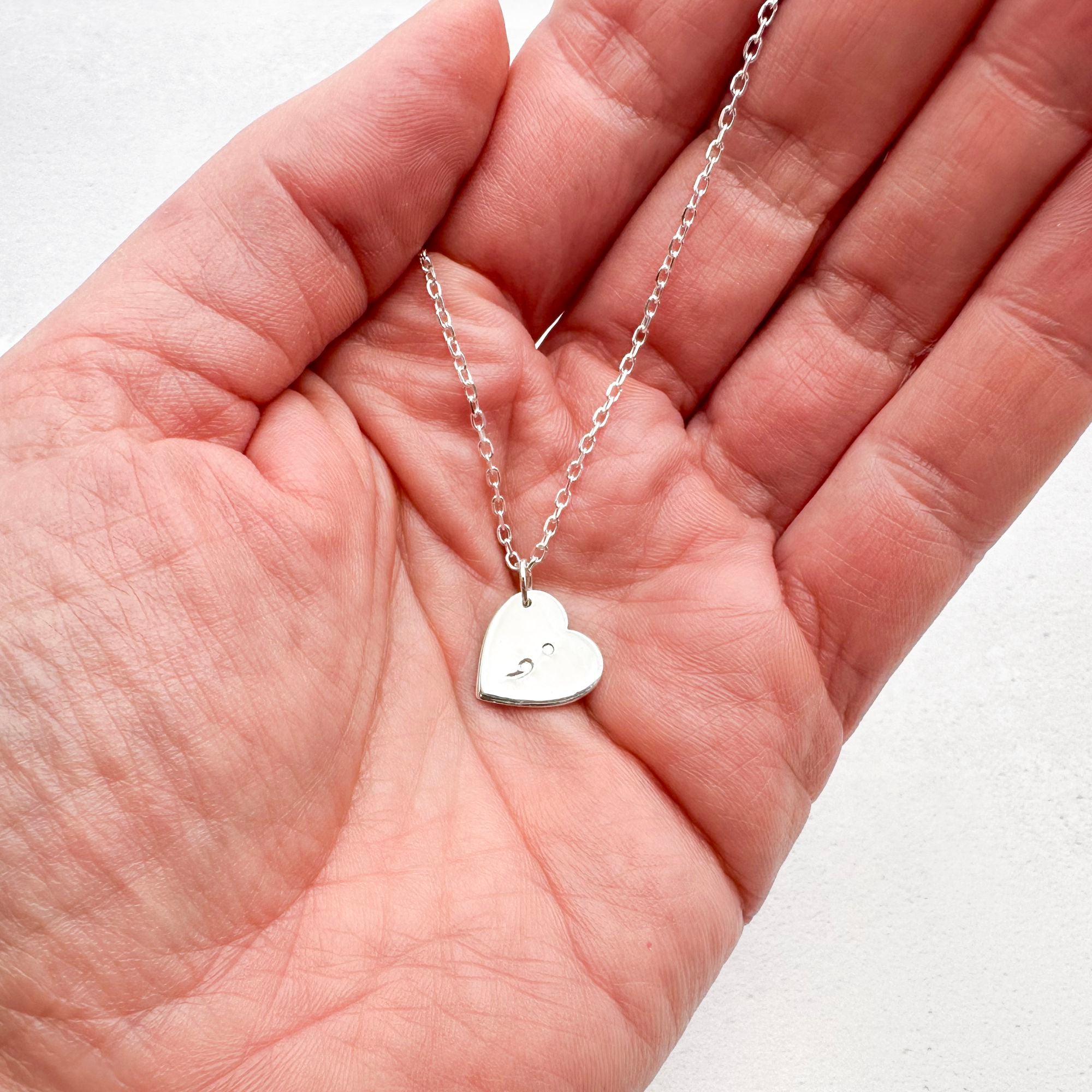 silver semicolon necklace mental health gift