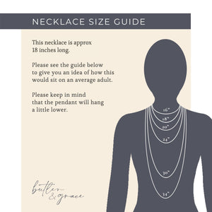 silver semicolon necklace size guide 18 inches