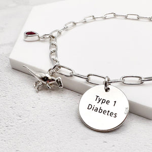 sterling silver medical charm bracelet type 1 diabetes