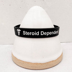 steroid dependent medical alert wristband in black