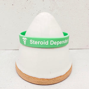 Flexible waterproof medical ID wristband for steroid dependent users in mint green