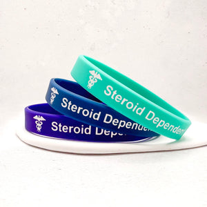 Teal purple and navy silicone medical alert wristbands set of 3