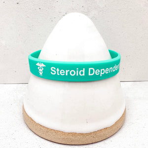 Teal silicone steroid dependent medical alert wristbands 
