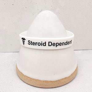 Steroid dependent medical alert bracelet in white