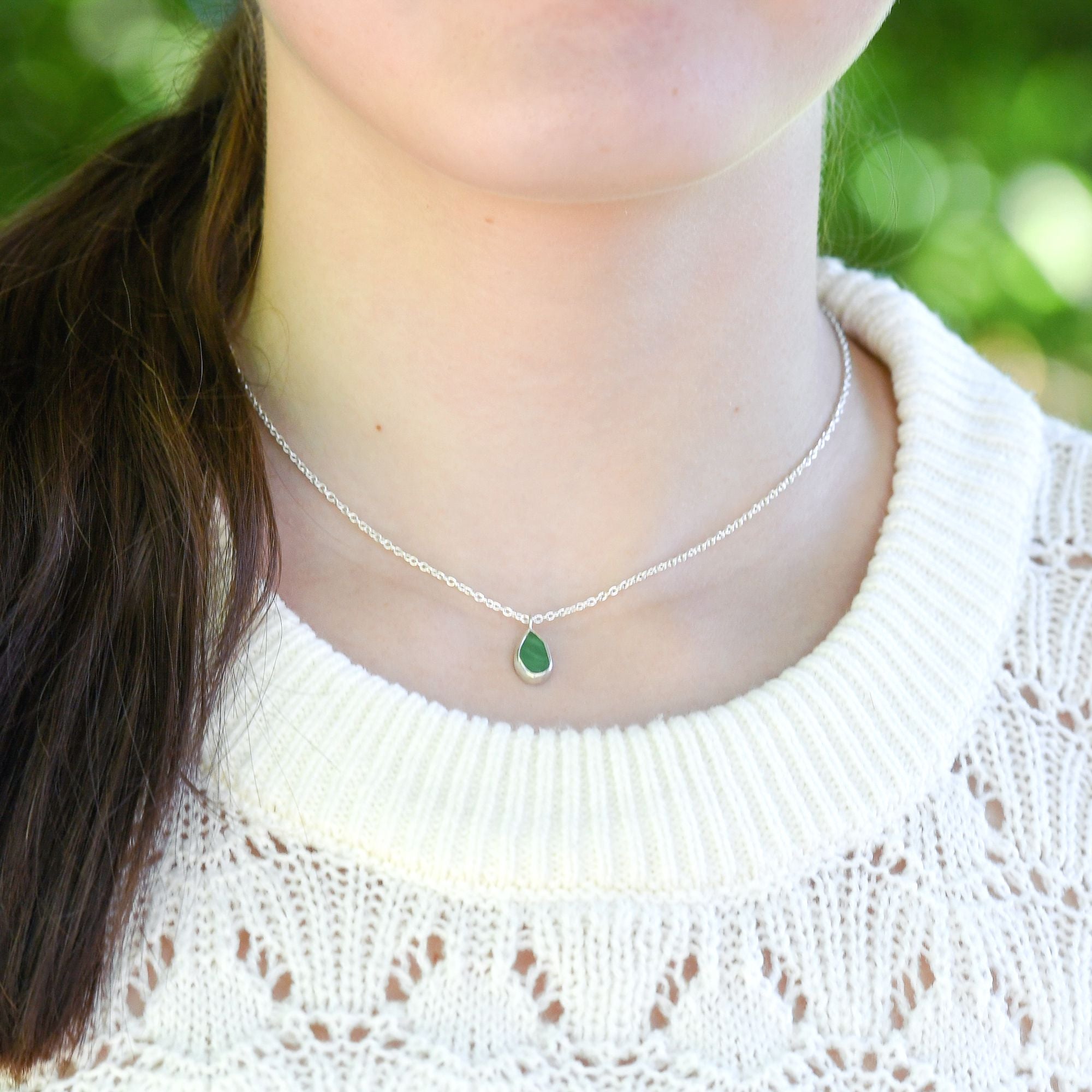 tiny sea glass necklace handmade jewellery gift