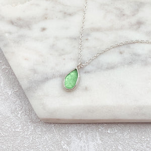 tiny sea glass necklace silver ladies pendant