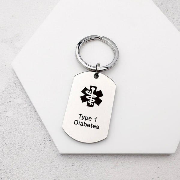 Type 1 Diabetes Keychain | Medical Alert ID Tag - Butler and Grace Ltd