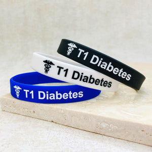 type 1 diabetes wristband blue white