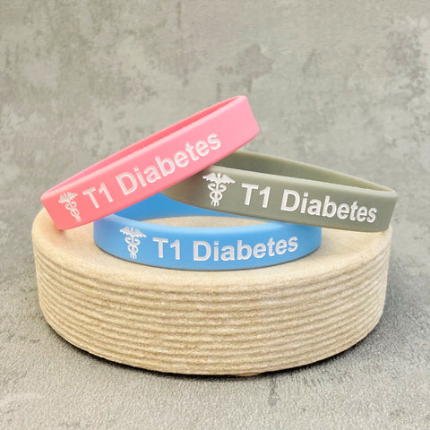 type 1 diabetes wristband pink set 3