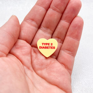 type 2 diabetes heart pin handmade uk