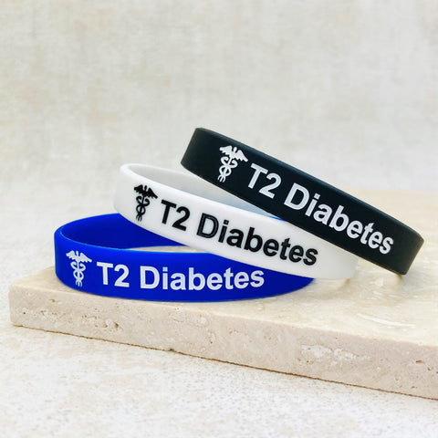 type 2 diabetes wristband black blue white