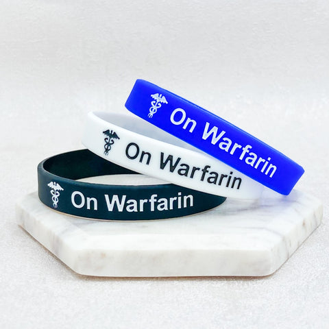unisex warfarin wristbands black white blue