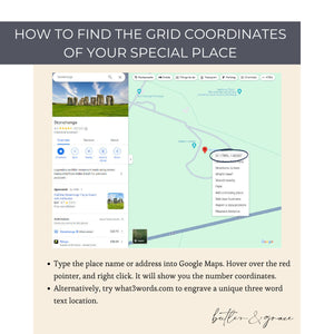 Instructional graphic on finding grid coordinates using Google Maps and what3words.com.