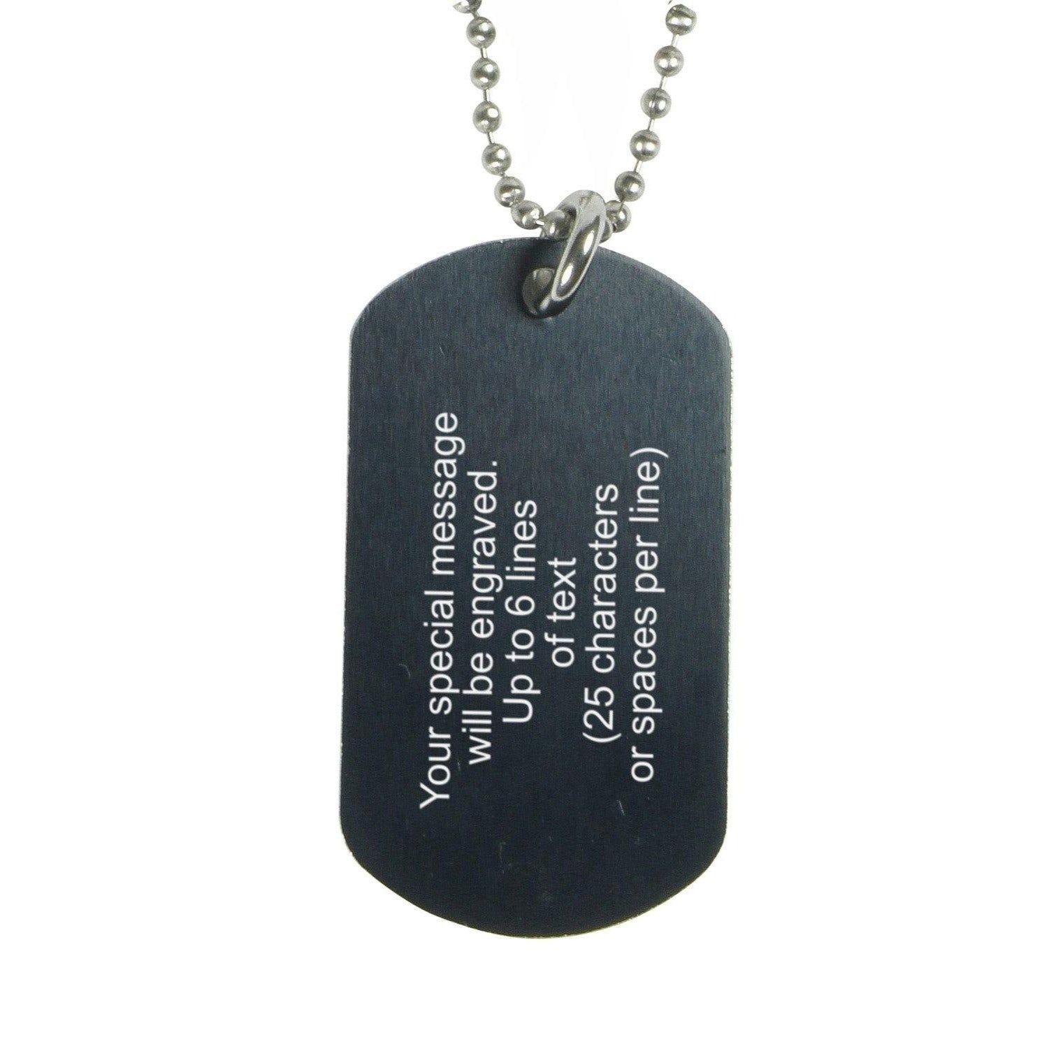 Black Custom Engraved Dog Tag Army Necklace