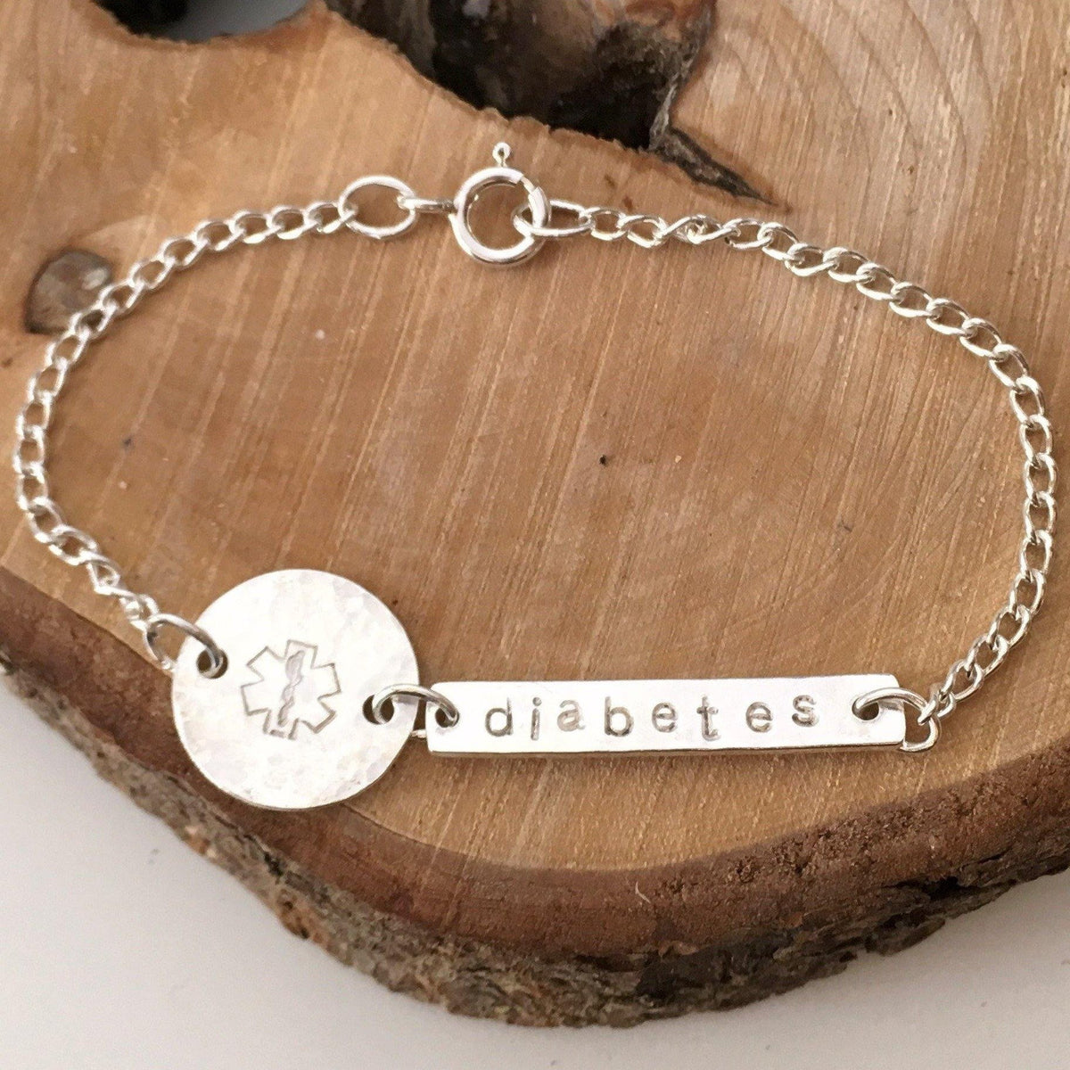 Diabetes bracelet ladies medical alert sterling silver 925 3