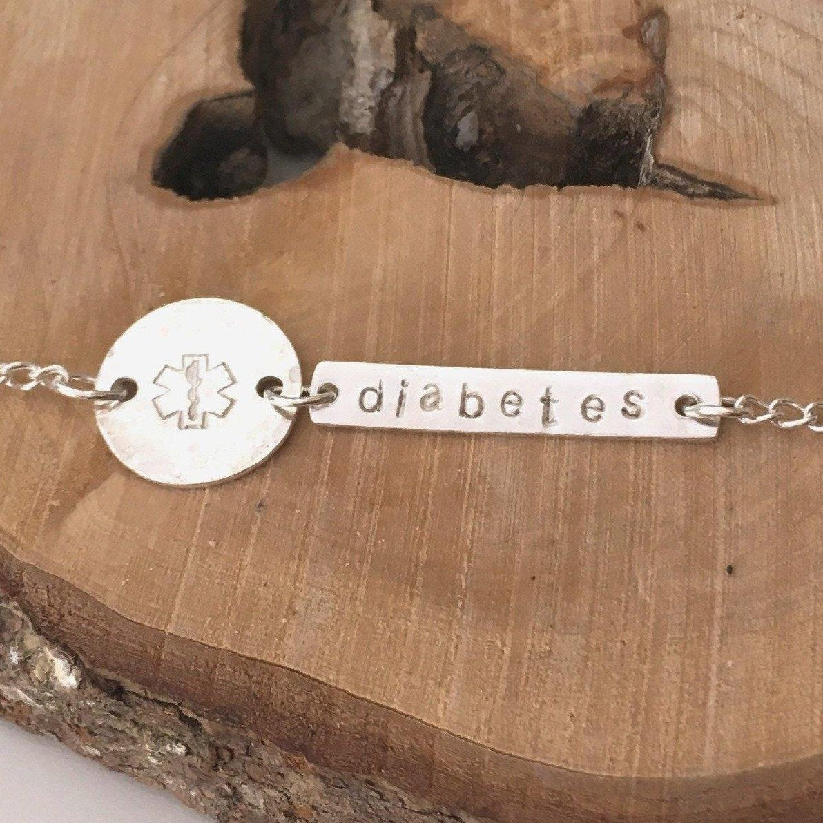 Silver diabetes bracelet medical alert ladies 3
