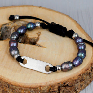 adjustable customised bracelet dark freshwater pearls