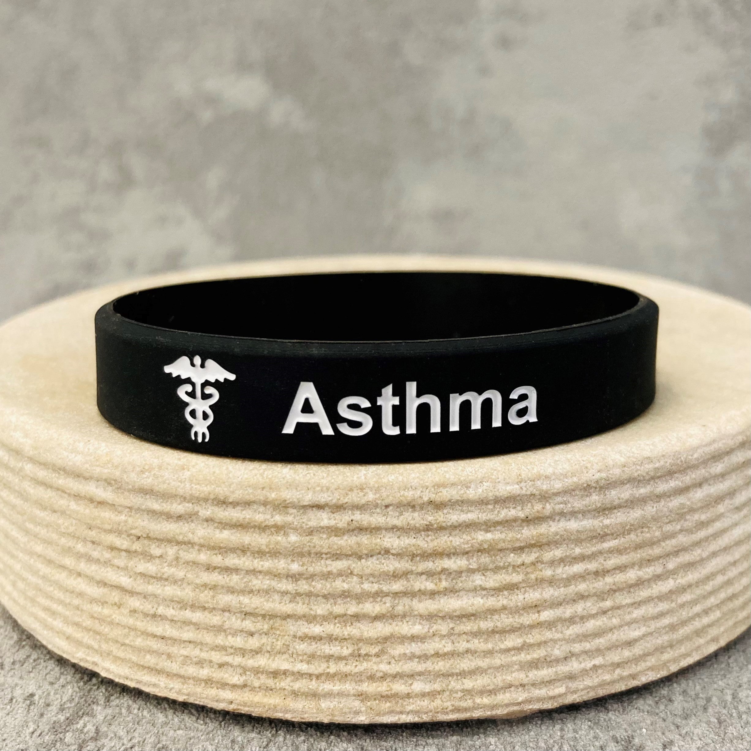 asthma bracelets black white