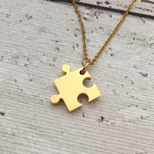 Autism Jigsaw Puzzle Necklace - Golden - Butler and Grace Ltd