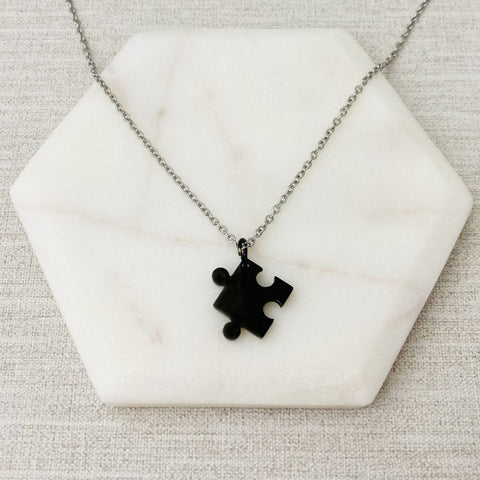 autistic jigsaw necklace black autism