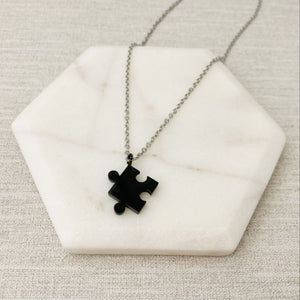autistic jigsaw necklace black couple gift