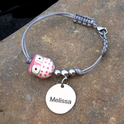 cute personalised bracelet for ladies lucky owl bead