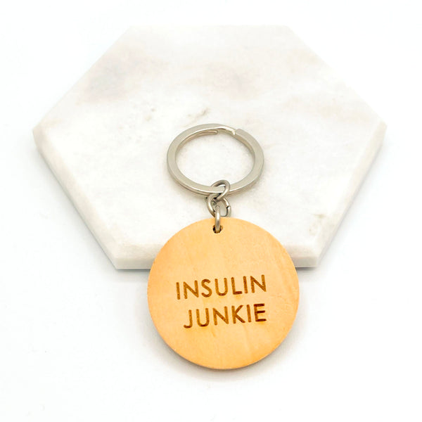 Diabetes Wooden Keychain - Insulin Junkie - Butler and Grace Ltd
