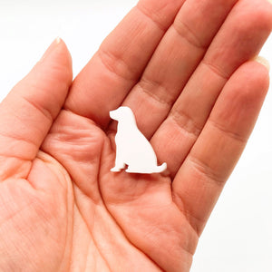 dog pin badge white handmade gift
