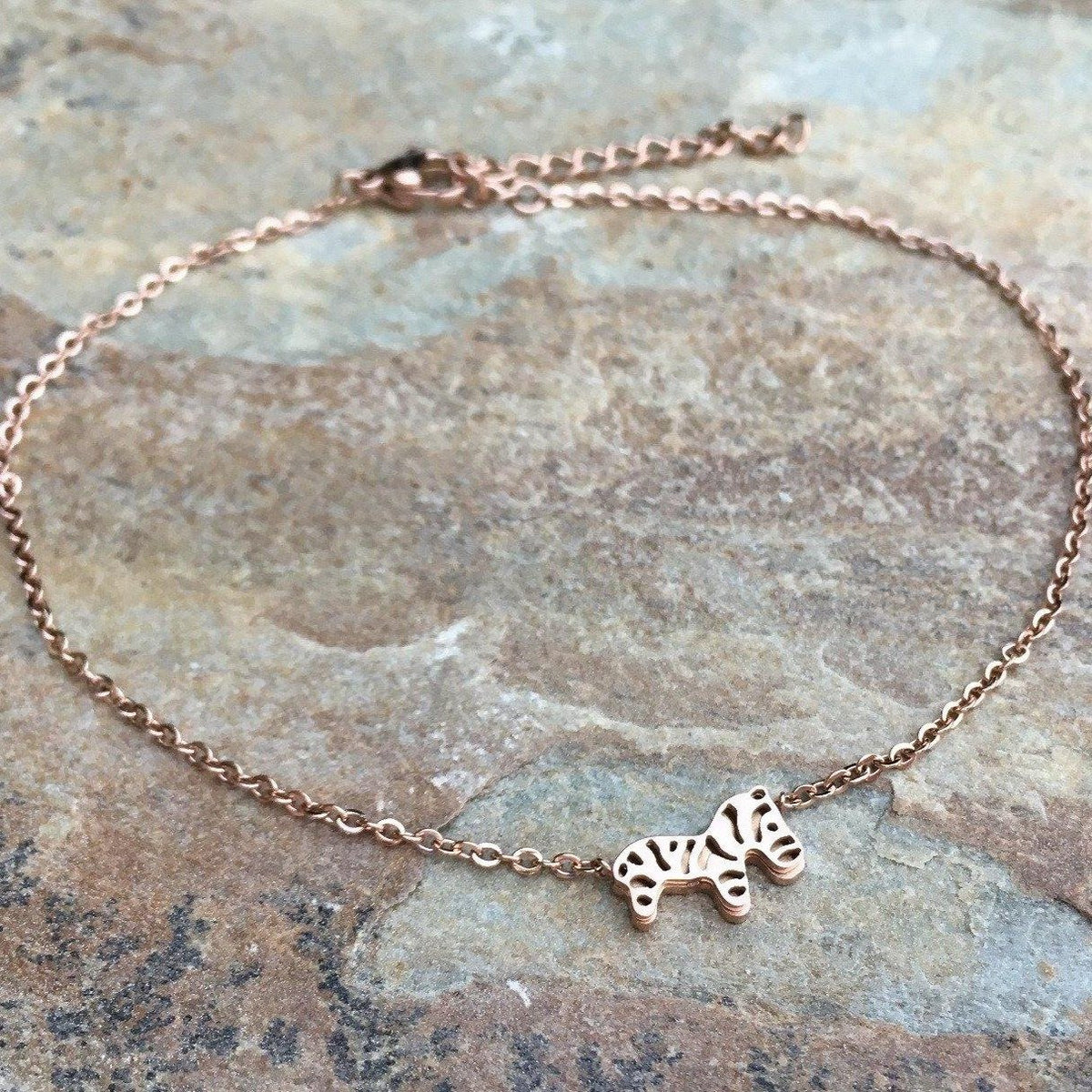 eds awareness anklet rose gold zebra