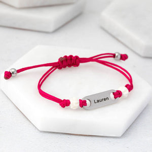 girls custom engraved bracelet flower beads