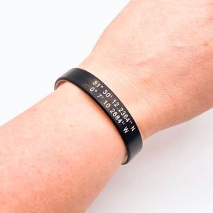 grid coordinates personalised wristband black white gift