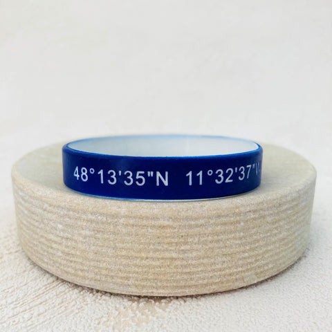 grid coordinates personalised wristband blue white