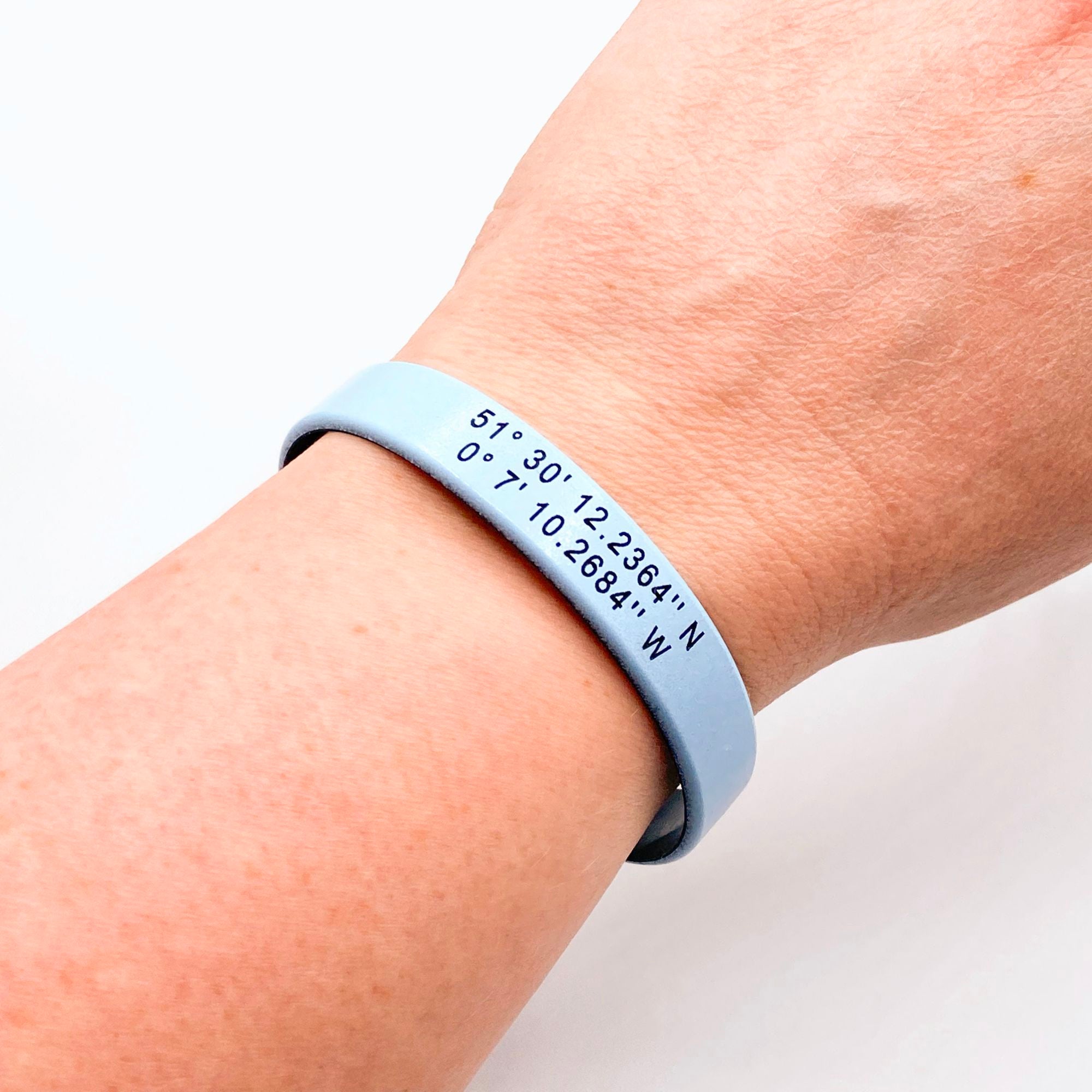 grid coordinates personalised wristband polar blue black gift