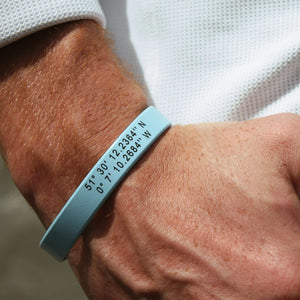 grid coordinates personalised wristband polar blue black men