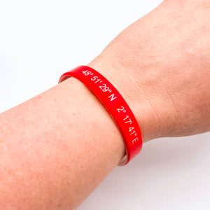 grid coordinates personalised wristband red white gift