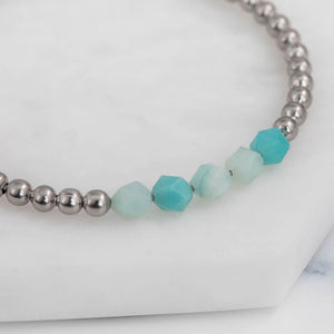 handmade ladies medical bracelet aqua beads