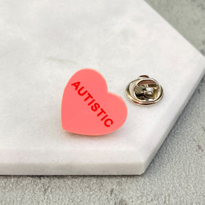 heart pin for autism awareness pink