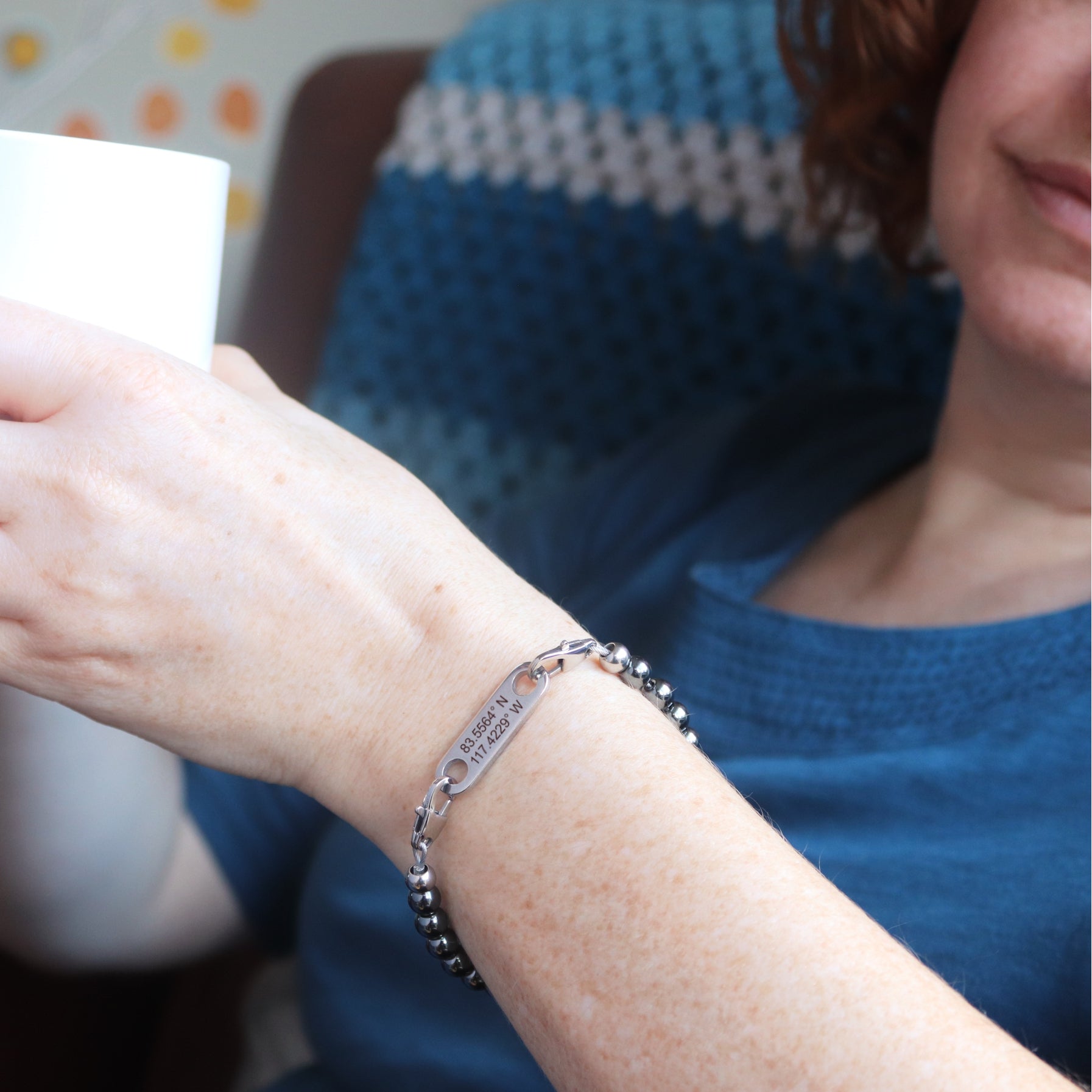 hematite grid coordinates bracelet gift memories