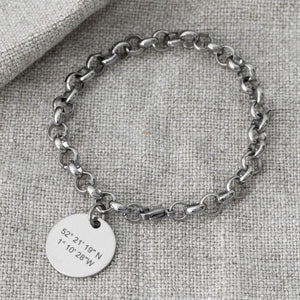 ladies charm bracelet with grid coordinates gift