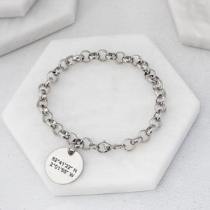 ladies charm bracelet with grid coordinates uk
