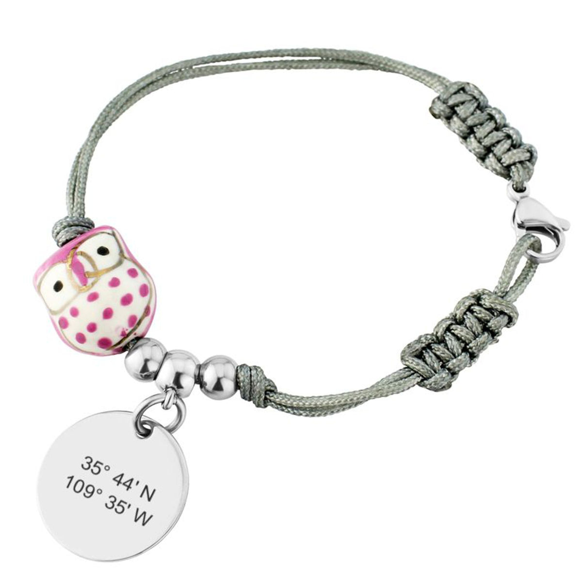 ladies grid coordinates bracelet owl charm
