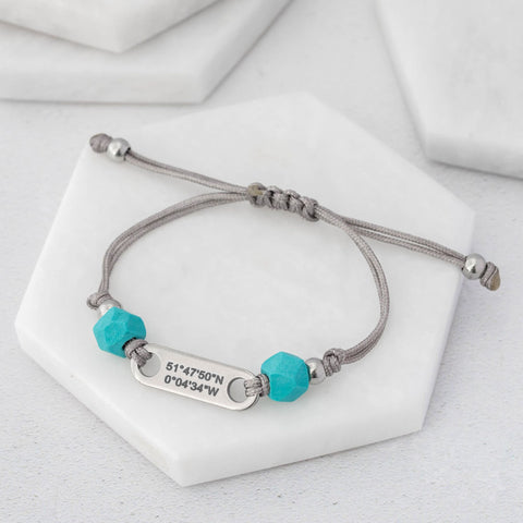 latitude longitude beaded bracelet for her gift womens