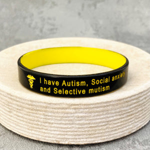 medical alert silicone wristbands black yellow