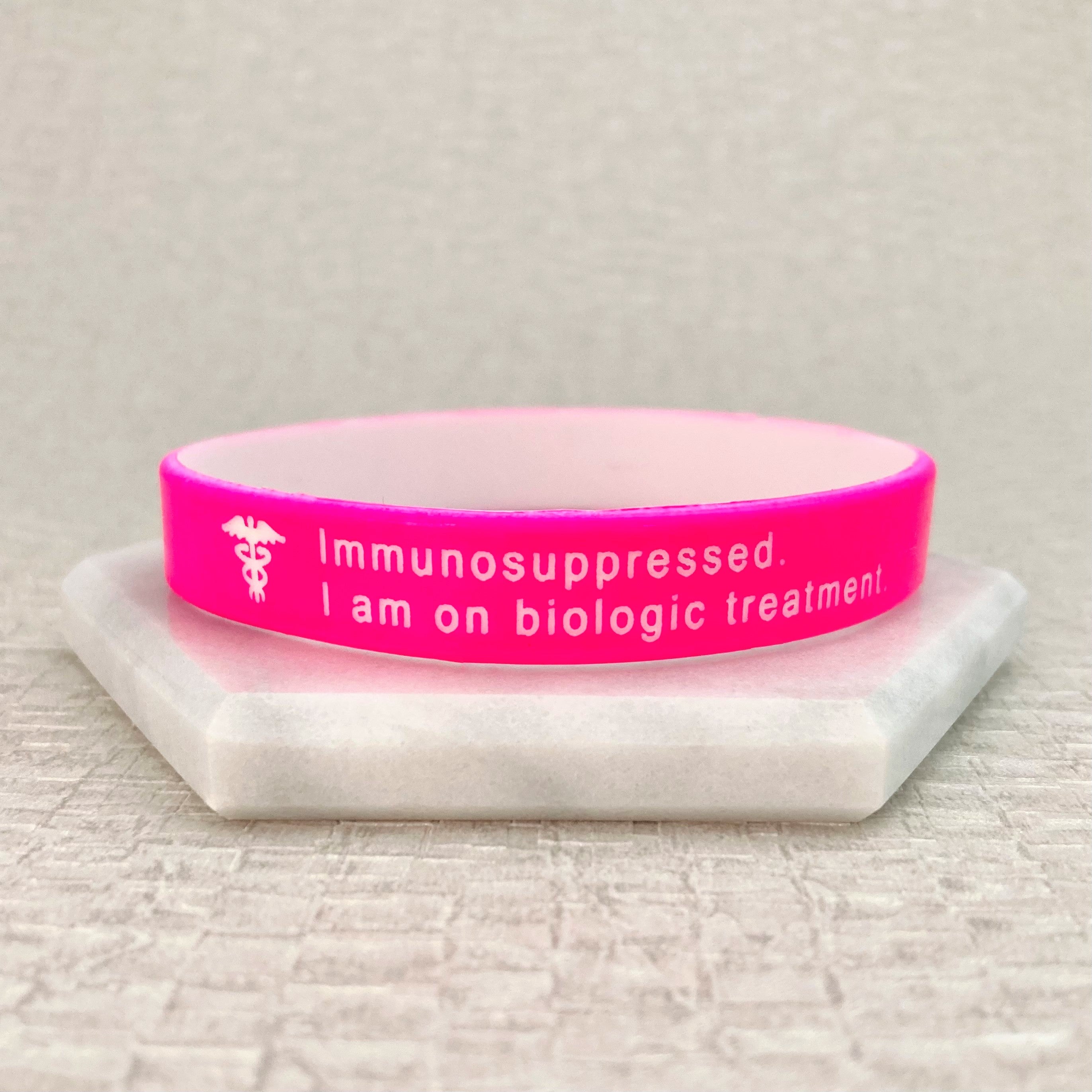 medical alert silicone wristbands hot pink white womens